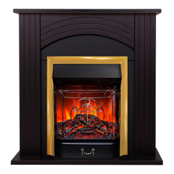 Электрокамин RealFlame Hanna STD DN орех с очагом Majestic Lux Brass
