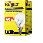 Стандартная лампа накаливания Navigator NI-C-60-230-E14-CL 60W E14 шарик, прозрачная (кратно 10) 94 316