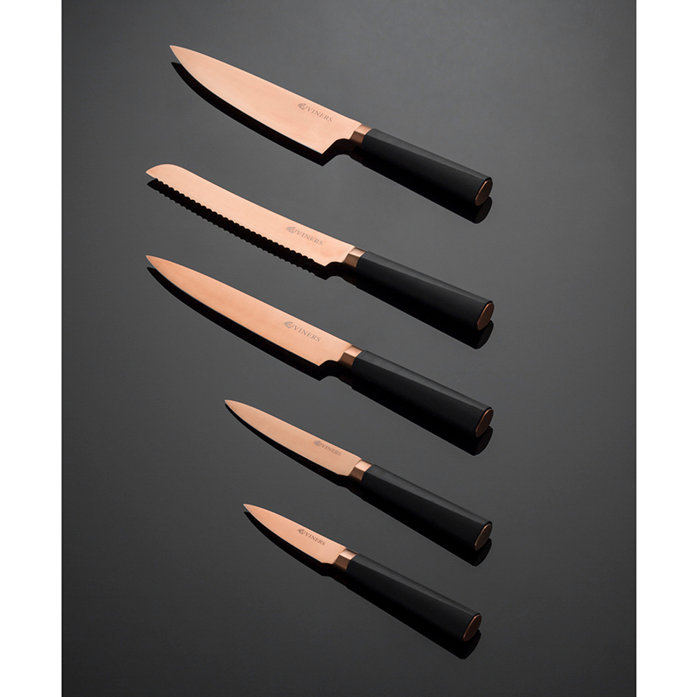 Набор из 5 ножей и подставки titan copper