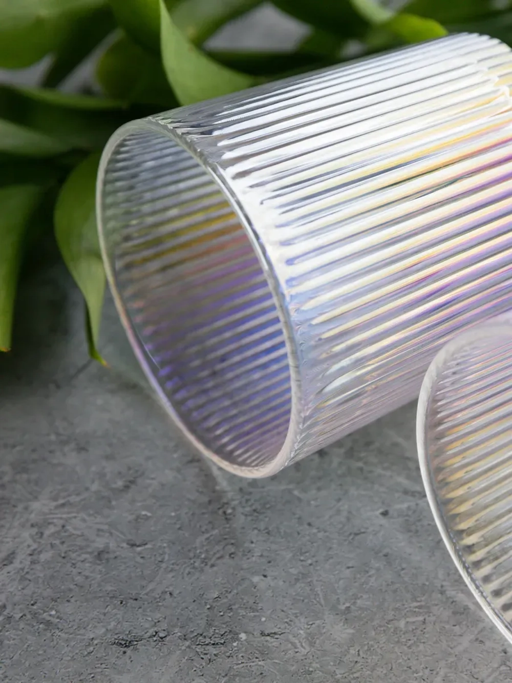 Набор ребристых бокалов для виски, 350 мл. 6 шт. перламутр