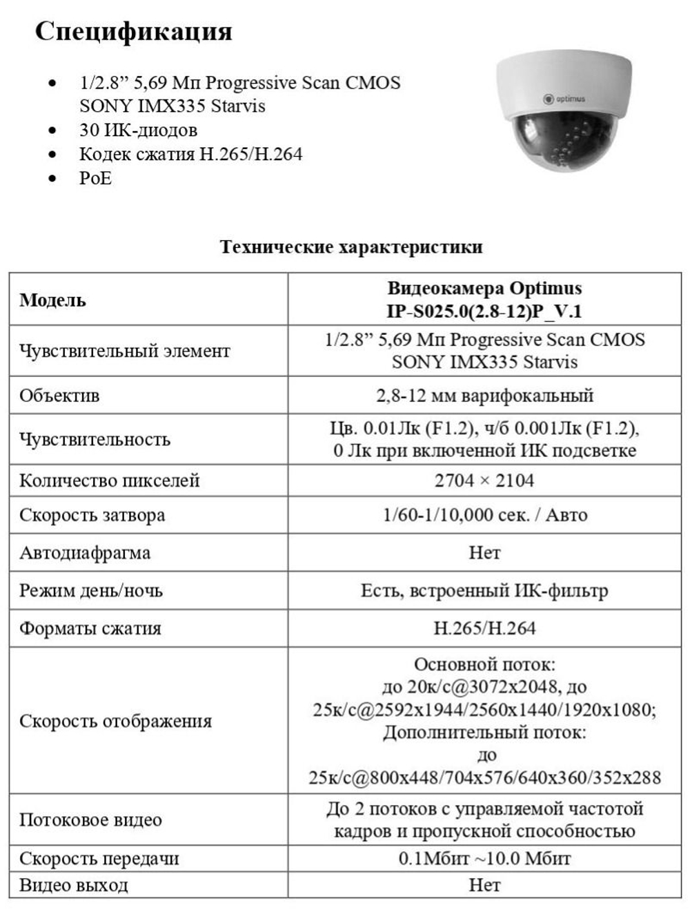 Видеокамера Optimus IP-S025.0(2.8-12)P_V.1