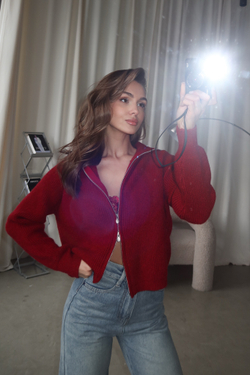 Джемпер вязаный, на молнии, с горлом