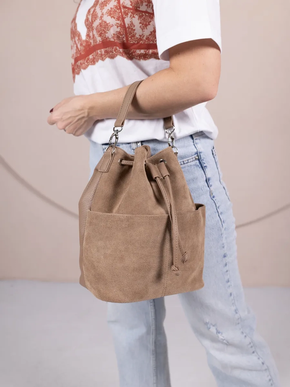 сумка через плечо маленькая натуральная замша