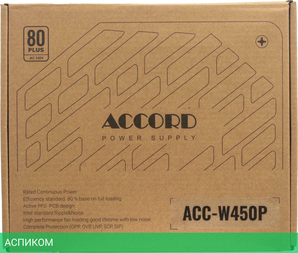 Блок питания Accord ATX ACC-W450P 80 Plus White 450W Black