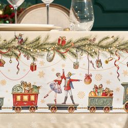 СКАТЕРТЬ "ЩЕЛКУНЧИК" 140Х300СМ БЕЖЕВЫЙ ,100%ХЛОПОК ,ТВИЛ