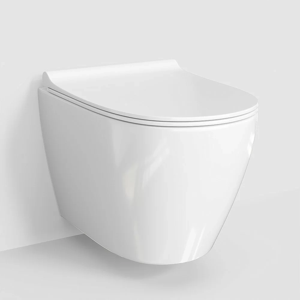 Унитаз подвесной WasserKRAFT Mindel 56TLT.010.ME.BN03.H002 безободковый, с инсталляцией Vils 56, с крышкой микролифт, белый/кнопка никель