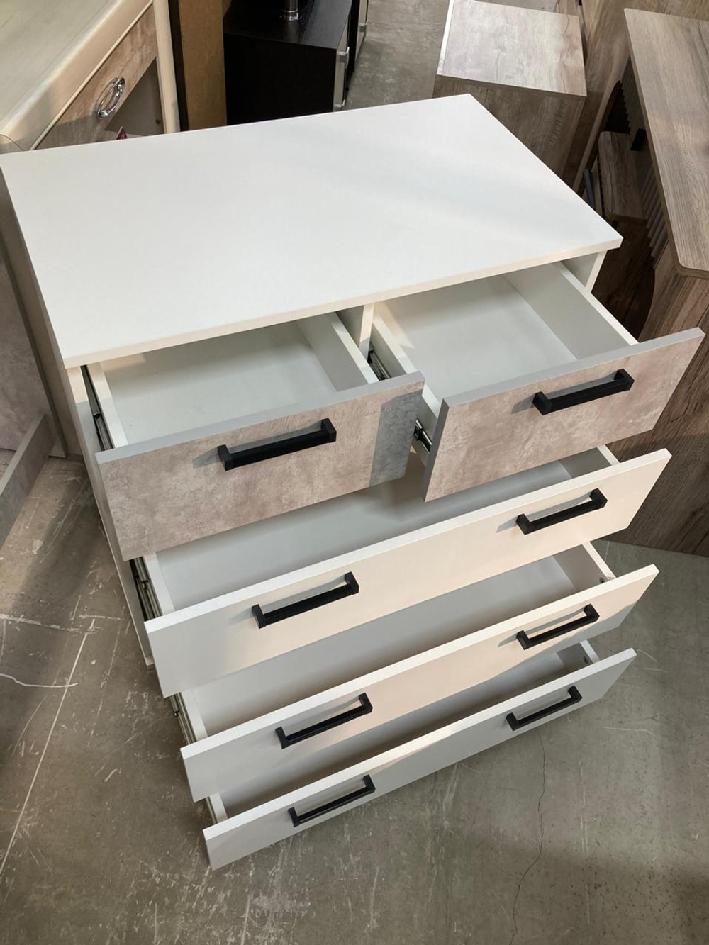 Комод Стандарт 5 белый/цемент светлый