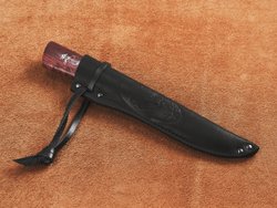 Якутский нож "Амга", сталь Х12МФ, рукоять гранатовая стабилизированная карельская береза / рисунок