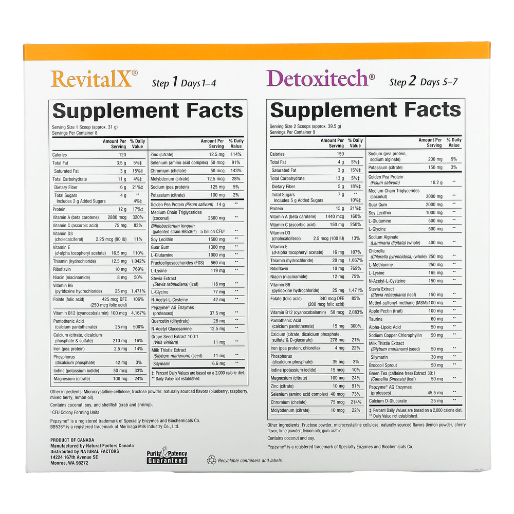 Natural Factors, Питательное очищение за 7 дней с RevitalX и Detoxitech, 603,5 г (1,33 фунта)