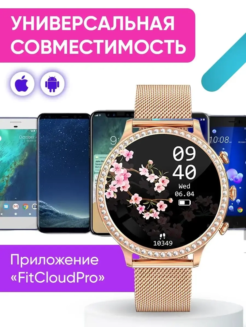 Cмарт часы круглые умные smart watch