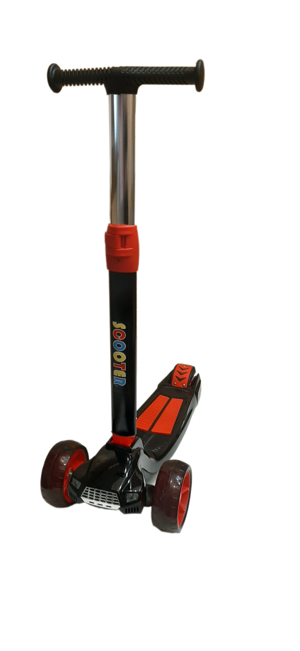 Самокат детский трехколесный светящийся Scooter Maxi Pro Plus черно-красный