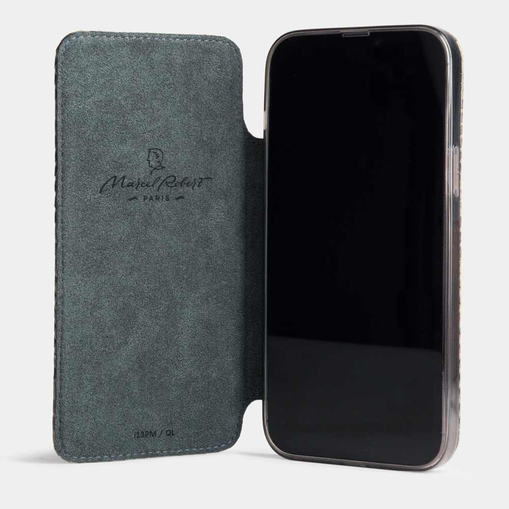 Чехол для iPhone 15 Pro из кожи питона, зеленого цвета