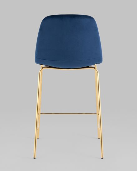 Стул полубарный Валенсия SN велюр синий золотые ножки
