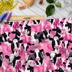 Ткань премиум мембрана коллаж из розовых коров