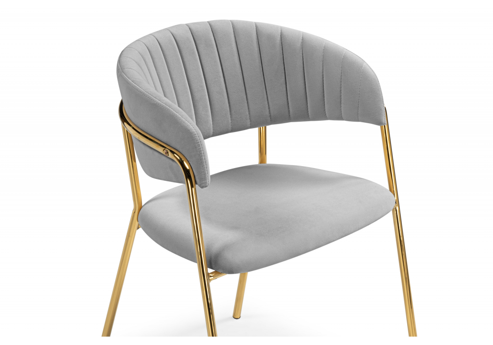 Стул на металлокаркасе Woodville Kamelia велюр светло-серый, золотой