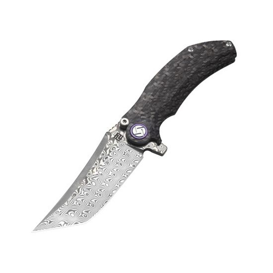 Складной нож Artisan Cutlery TACIT 1838GD-CF из стали Damascus, рукоять карбон