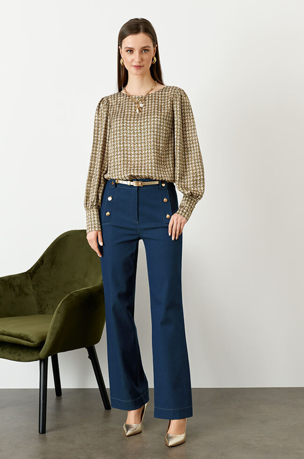 22737 Блузка женская (хаки принт)