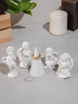 Набор статуэток ангелочки 4 штуки и держатель для колец