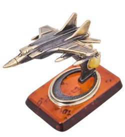AM-4097 Фигурка «Самолет Истребитель МиГ-31» (латунь, янтарь)