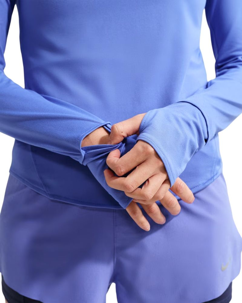 Женская теннисная футболка   Nike Dri-Fit Swift UV 1/4-Zip Running - blue/reflective silver