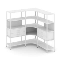 Shelf System Трехсекционный угловой стеллаж четырехярусный с ящиками SN.STMU-431 Белый/Металл Белый