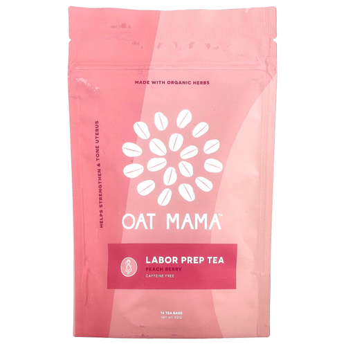 Oat Mama, Labor Prep Tea, персик, без кофеина, 14 чайных пакетиков, 32 г