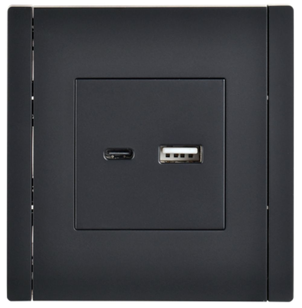 FORTE&PIANO Розетка USB A+C 18Вт FP151 черный IEK