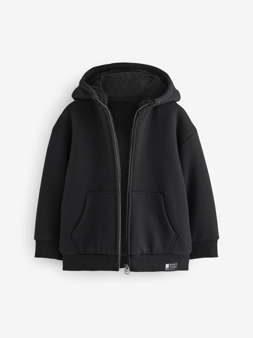 Толстовка на молнии с капюшоном и флисовой подкладкой для мальчика Next B55-280, Черный