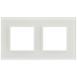 Рамка для розеток и выключателей ЭРА Elegance 14-5102-01М на 2 поста, стекло, белый матовый+бел.