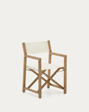 Складной стул Vilara для улицы из акации и текстиля белого цвета