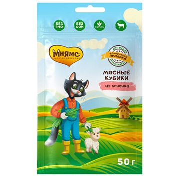 Мнямс Фермерская Ярмарка Мясные кубики для кошек из Ягненка 50 гр