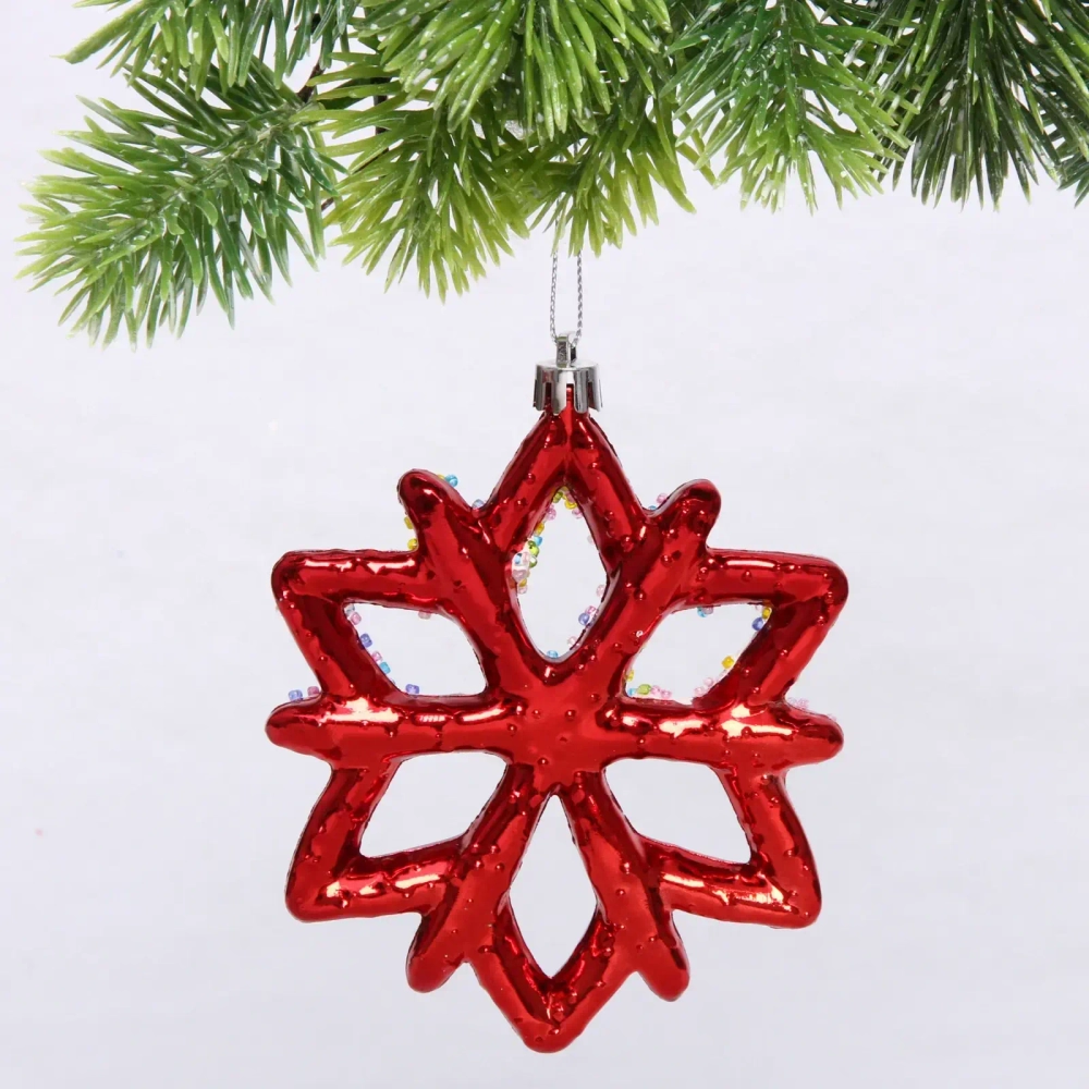 Елочная игрушка «Зимняя снежинка» 10*1*12 см, красный