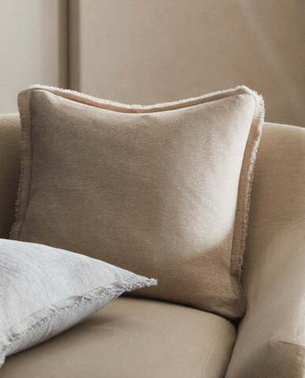 ZARA HOME ЧЕХОЛ ДЛЯ ДЕКОРАТИВНОЙ ПОДУШКИ ИЗ СИНЕЛИ, СВЕТЛО-БЕЖЕВЫЙ