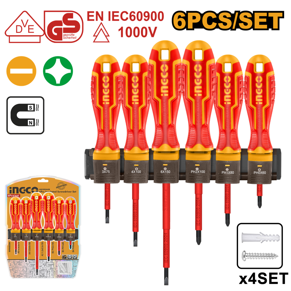 Набор диэлектрических отверток INGCO HKISD0608 INDUSTRIAL 6 шт.