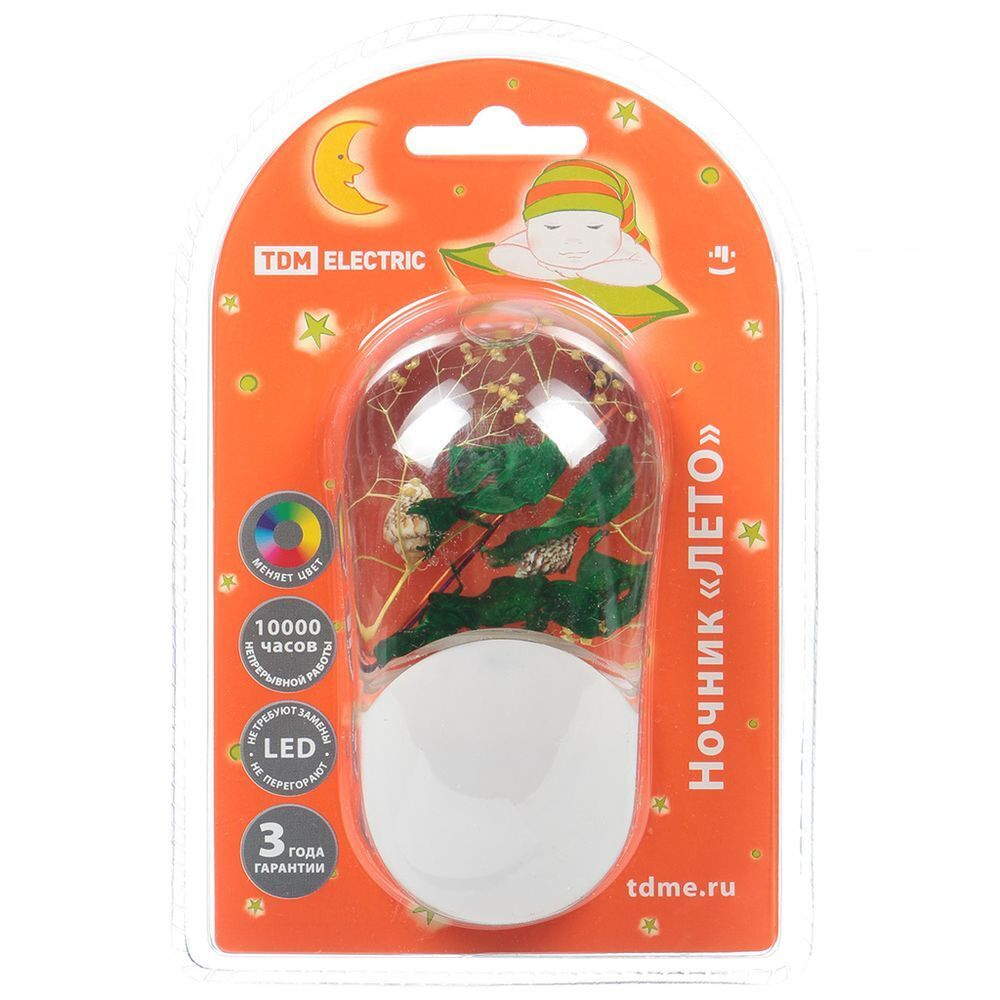 Ночник TDM, Лето, в розетку, пластик, 1 Вт, 220 В, дат света, светодиод, SQ0357-0002