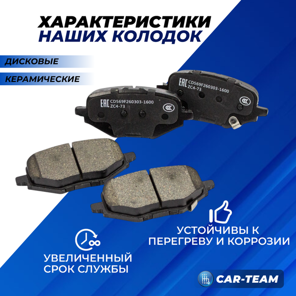Колодки тормозные задние (керамические) Changan UNI-K, CS75 (арт. ZCP-1259)
