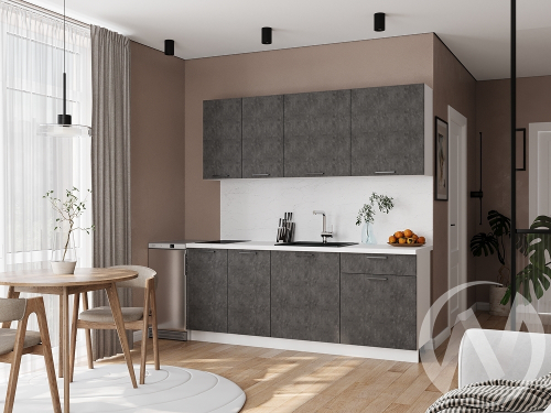 Кухня 2;0 м "Хейли" белый; бетон (корпус белый)