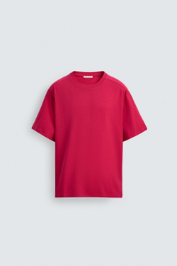 ZARA ФУТБОЛКА RELAXED FIT СО ШВАМИ, ЯРКАЯ ФУКСИЯ