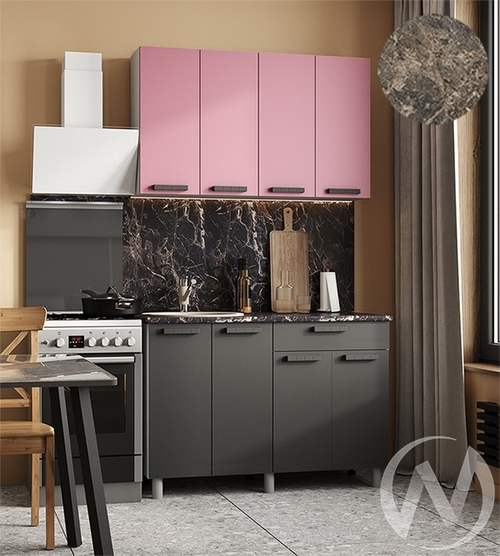 Кухня Кьяра 1.2м (корпус белый/карбон сакура; карбон вулкан) 38мм королевский опал