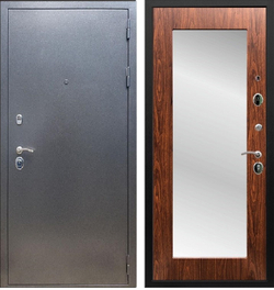 Входная металлическая дверь с зеркалом RеX (РЕКС) 11 Антик серебро / Пастораль  Береза мореная