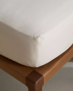 ZARA HOME ДЕТСКАЯ ПРОСТЫНЯ НА РЕЗИНКЕ, ЖЕЛТОВАТО-БЕЛЫЙ