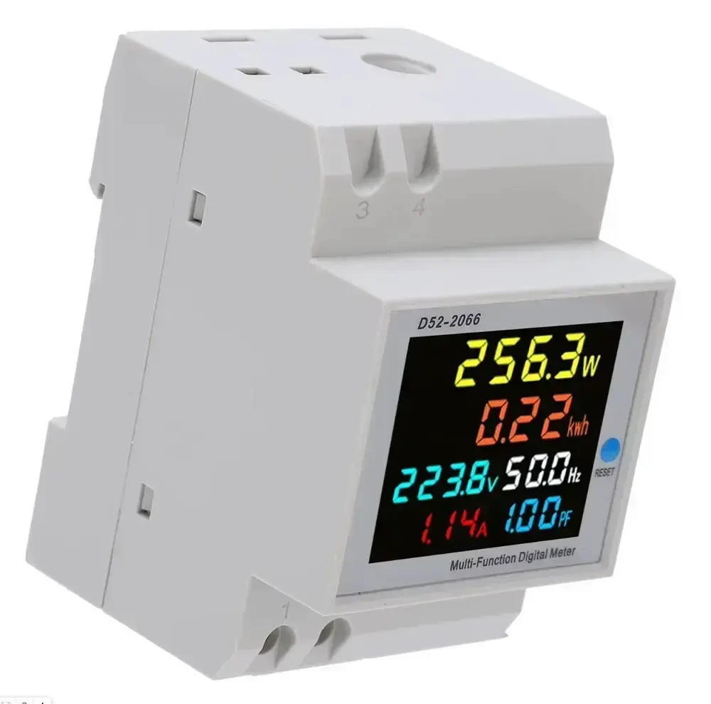 Мультиметр на DIN рейку HORD D52-2066 40-300В 100А / Цифровой амперметр, вольтметр, ваттметр.