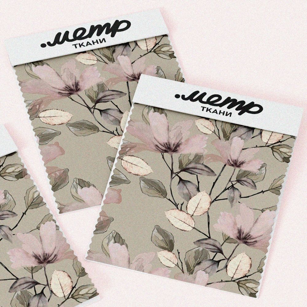 Ткань оксфорд 210 светлые цветы с листьями