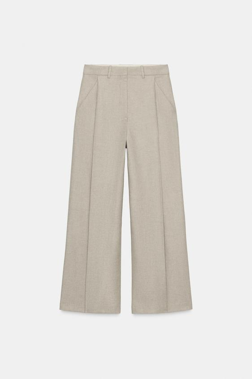 ZARA БРЮКИ ИЗ ШЕРСТЯНОЙ ПРЯЖИ С ЗАЩИПАМИ — ZW COLLECTION, БЕЖЕВЫЙ МЕЛАНЖ