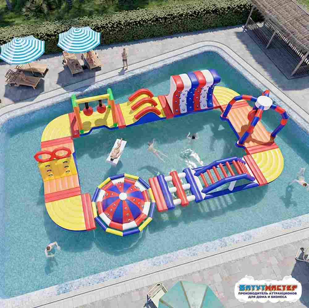 Коммерческий надувной аквапарк для бизнеса «Остров смеха» 14,5×8×2,5 м