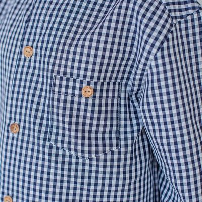 Checked cotton shirt - Deep Blue