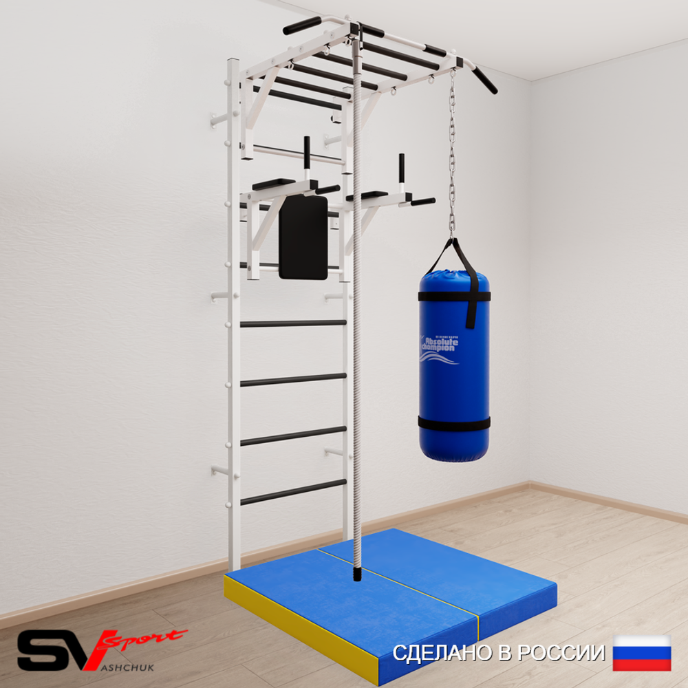 Шведская стенка Sv Sport 5406 (Турник рукоход/Брусья/Канат/Цепь/Мешок 22кг/Мат 1м)