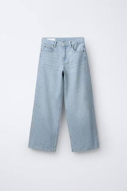 ZARA ДЖИНСЫ WIDE LEG СО ЗВЕЗДАМИ, ГОЛУБОЙ