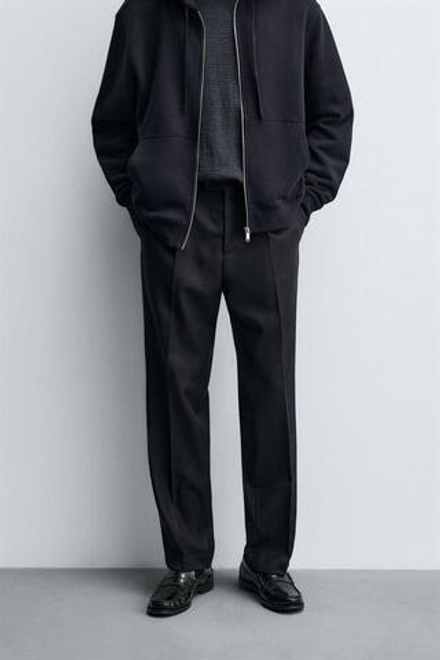 ZARA БРЮКИ ИЗ 100% ШЕРСТИ, МОРСКОЙ СИНИЙ