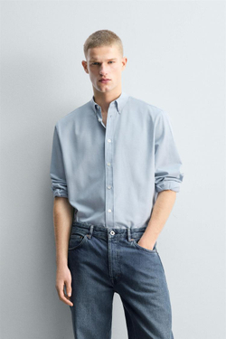 ZARА РУБАШКА RELAXED FIT - LIMITED EDITION, НЕБЕСНО-ГОЛУБОЙ